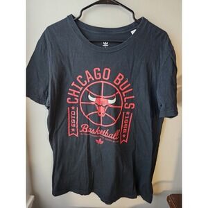 Adidas Chicago Bulls Tee Mens L Black Red Graphic Logo 1966 NBA Basketball Shirt